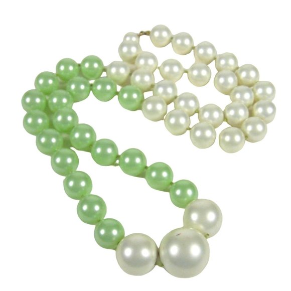 Imitation Pearl Beaded Necklace 32 inch Vintage 1960 1950 MOD MCM Strand - Picture 1 of 9